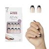KISS Salon Acrylic, Press On Nails, Nail glue included, ‘Squared’, Light Pink, Medium Size, Coffin Shape, Includes 28 Nails, 2G Glue, 1 Manicure Stick, 1 Mini File(Black)