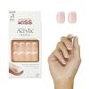 KISS Salon Acrylic Press On Nails, Nail glue included, ‘Sugar Rush’, French, Medium Size, Square Shape, Includes 28 Nails, 2g Glue, 1 Manicure Stick, 1 Mini File(Bounjour)