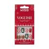 KISS Voguish Fantasy Holiday Press On Nails, ‘Merry Magic’, Navy, Medium Oval, No Damage To Natural Nails, Pink Gel Nail Glue (2g), Mini Nail File, Manicure Stick, & 28 Fake Nails(Snow Pops)