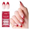 KISS Voguish Fantasy Holiday Press On Nails, ‘Merry Magic’, Navy, Medium Oval, No Damage To Natural Nails, Pink Gel Nail Glue (2g), Mini Nail File, Manicure Stick, & 28 Fake Nails(Little Elves)
