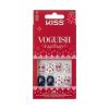 KISS Voguish Fantasy Holiday Press On Nails, ‘Merry Magic’, Navy, Medium Oval, No Damage To Natural Nails, Pink Gel Nail Glue (2g), Mini Nail File, Manicure Stick, & 28 Fake Nails(Snow Much Fun)