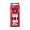 KISS imPRESS Holiday Press On Nails, ‘Be Merry’, Pink, Short Oval, 3D Effect, Improved Super Hold Adhesive, 30 Fake Nails, Prep Pad, Mini Nail File, & Manicure Stick(Santa Baby)