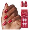 KISS imPRESS Holiday Press On Nails, ‘Be Merry’, Pink, Short Oval, 3D Effect, Improved Super Hold Adhesive, 30 Fake Nails, Prep Pad, Mini Nail File, & Manicure Stick(The Cute List)