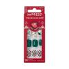 KISS imPRESS Holiday Press On Nails, ‘Sugarplum’, Green, Short Squoval, Improved Super Hold Adhesive, 30 Fake Nails, Prep Pad, Mini Nail File, & Manicure Stick