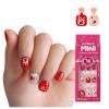 KISS imPRESS Mini Holiday Press On Nails for Kids, ‘Cozy’, Red, Child Size, Squoval Shaped, Mess-Free, Mom Approved, Non-Toxic, Breakaway Application Tabs, Nail File, 20 Fake Nails(Cozy)
