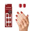 KISS imPRESS No Glue Mani Press On Nails, Color, ‘Point Pink’, Pink, Short Size, Squoval Shape, Includes 30 Nails, Prep Pad, Instructions Sheet, 1 Manicure Stick, 1 Mini File(Red)