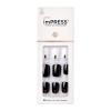 KISS imPRESS No Glue Mani Press On Nails, Design, ‘Eternity’, Medium Blue, Short Size, Squoval Shape, Includes 30 Nails, Prep Pad, Instructions Sheet, 1 Manicure Stick, 1 Mini File(Black and White)
