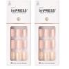 KISS imPRESS No Glue Mani Press On Nails, Design, ‘Eternity’, Medium Blue, Short Size, Squoval Shape, Includes 30 Nails, Prep Pad, Instructions Sheet, 1 Manicure Stick, 1 Mini File(Pink and silver)