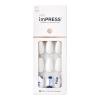 KISS imPRESS No Glue Mani Press On Nails, Design, ‘On My Mind’, White, Medium Size, Almond Shape, Includes 30 Nails, Prep Pad, Instructions Sheet, 1 Manicure Stick, 1 Mini File(Tye Dye)