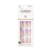 KISS imPRESS No Glue Mani Press On Nails, Design, ‘On My Mind’, White, Medium Size, Almond Shape, Includes 30 Nails, Prep Pad, Instructions Sheet, 1 Manicure Stick, 1 Mini File(Purple and White)
