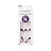 KISS imPRESS No Glue Mani Press On Nails, French, ‘Illusion’, Dark Neutral + Black Tip French, Medium Size, Almond Shape, Includes 30 Nails, Prep Pad, Instructions Sheet, 1 Manicure Stick, 1 Mini File(Dark Neutral + Black Tip French)