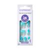 KISS imPRESS No Glue Pedi Press-On Nails, Design, ‘Last Flowers’, Medium Blue, Short Size, Squoval Shape, Includes 24 Nails, Prep Pad, Instructions Sheet, 1 Manicure Stick, 1 Mini File