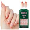 WICKED X KISS Press On Nails, ‘Bloom in Land’, Pink, Medium Oval, Waterproof, Chip Proof, Smudge Proof, 28 Fake Nails, Pink Gel Nail Glue (2g), Mini Nail File, & Manicure Stick(Glamorous Gal)