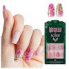 WICKED X KISS Press On Nails, ‘Bloom in Land’, Pink, Medium Oval, Waterproof, Chip Proof, Smudge Proof, 28 Fake Nails, Pink Gel Nail Glue (2g), Mini Nail File, & Manicure Stick(So Popular)