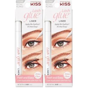 KISS Clear Strip Lash Adhesive With Aloe, Waterproof, Formaldehyde and Latex Free, Odor Free, Cruelty Free, Super Strong Hold Eyelash Glue with Brush Applicator, 0.17 Oz(0.02 Fl Oz (Pack of 2))