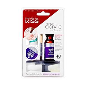 KISS French Acrylic False Nails Sculpture Kit, Natural & French Manicure, Extended Bubble-Free Nail Tips with Acrylic Liquid & Powder, Maximum Speed Nail Glue, Application Brush, & 40 Fake Nails(WHITE)