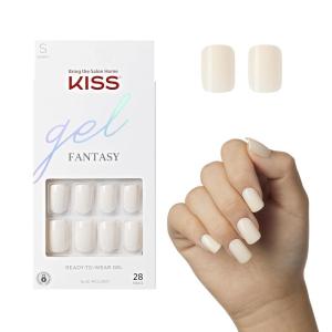 KISS Gel Fantasy Press On Nails, Nail glue included, ‘Bookworm’, Off White, Short Lenth, Almond Shape, Includes 28 Nails, 2g Glue, 1 Manicure Stick, 1 Mini File, 1 Adhesive Tab(Short)