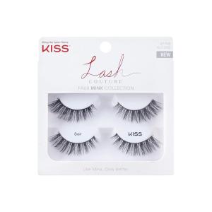 KISS Lash Couture Faux Mink False Eyelashes Double Pack, Knot-Free Lash Band, Reusable, Contact Lens Friendly, Easy To Apply, Ultrafine, Tapered, Synthetic Fake Lashes, Style Soir, 2 Pairs White(Soir)