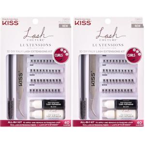 KISS Lash Couture Lash Mapping Kit with 3 Mapping Stickers, Semi-Permanent Lash Adhesive, Adhesive Remover, Tweezers, Spoolie, Micro Brush, and 42 Lash Clusters,21 Pair (Pack of 1)(1 Count (Pack of 2))