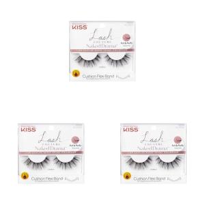 KISS Lash Couture Naked Drama Collection False Eyelashes with Cushion Flexi Band, Full & Fluffy Volume, Easy to Apply, Reusable Lash Clusters, Style ‘Tulle’, 10 mm, 1 Pair Fake Eyelashes(1 Pair (Pack of 3))