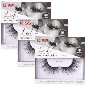 KISS Lash Couture Triple Push Up XL Collection False Eyelashes, 3D Volume in Extra Long Length with Triple Design Technology, Cruelty-Free and Reusable, Style ‘Slip’, 1 Pair Fake Eyelashes(1 Pair (Pack of 3))