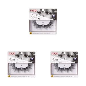 KISS Lash Couture Triple Push Up XL Collection False Eyelashes, 3D Volume in Extra Long Length with Triple Design Technology, Cruelty-Free and Reusable, Style ‘Slip’, 1 Pair Fake Eyelashes(1 Count (Pack of 3))