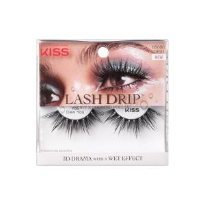 KISS Lash Drip False Eyelashes, Spiky X Boosted Volume, Unique Wet Look Hydrated Effect, Multi-Length Rewearable Fake Eyelashes, Wispy Crisscross Lash Pattern, Style ‘Drenched’, 1 Pair(You Dew You)