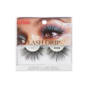 KISS Lash Drip False Eyelashes, Spiky X Boosted Volume, Unique Wet Look Hydrated Effect, Multi-Length Rewearable Fake Eyelashes, Wispy Crisscross Lash Pattern, Style ‘Drenched’, 1 Pair(Icy)