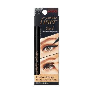 KISS Lash GLUEliner, 2-in-1 Felt-Tip Eyelash Adhesive and Eyeliner, Matte Finish, Foolproof Application, Easy Touch-Up, 0.03 Fl Oz.- Black, Packaging May Vary(Black)