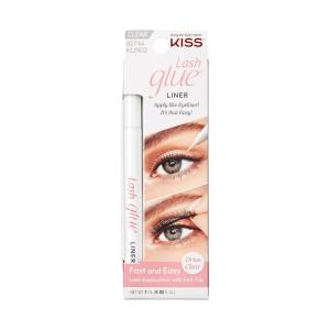 KISS Lash GLUEliner, 2-in-1 Felt-Tip Eyelash Adhesive and Eyeliner, Matte Finish, Foolproof Application, Easy Touch-Up, 0.03 Fl Oz.- Black, Packaging May Vary(Clear Liner)
