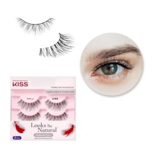 KISS Looks So Natural False Eyelashes Double Pack, Lightweight & Comfortable, Tapered End Technology, Reusable, Cruelty-Free, Contact Lens Friendly, Style ‘Sultry’, 2 Pairs Fake Eyelashes(Sult)
