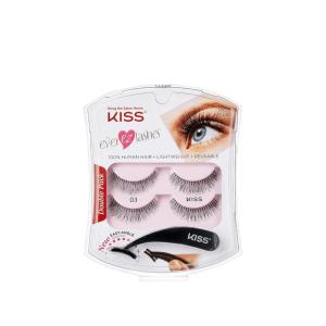 KISS Looks So Natural False Eyelashes Double Pack, Lightweight & Comfortable, Tapered End Technology, Reusable, Cruelty-Free, Contact Lens Friendly, Style ‘Sultry’, 2 Pairs Fake Eyelashes(Black)