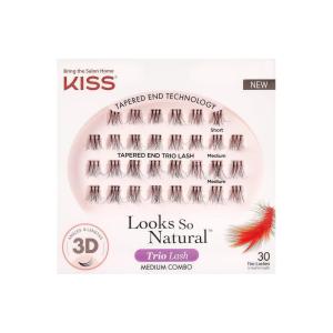 KISS Looks So Natural False Eyelashes Double Pack, Lightweight & Comfortable, Tapered End Technology, Reusable, Cruelty-Free, Contact Lens Friendly, Style ‘Flir’, 4 Count (Pack of 1) Fake Eyelashes(Medium)