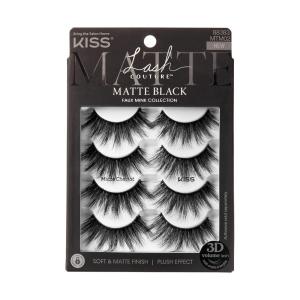 KISS Matte Black, False Eyelashes, ‘Matte Twill’, 14mm, Includes 4 Pairs Of Lashes, Easy to Apply, Reusable Lash Clusters(4 pair (Pack of 1))