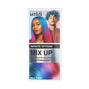 KISS Mix Up Complete Bleach & Semi-Permanent Hair Color Kit, Intelligent Color Technology, 2 Colors, Custom Combinations, Long- Lasting, Lasts Up To 50 Washes – Frose & Blue Topaz