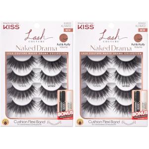 KISS Naked Drama, False Eyelashes, ‘Multipack Taffeta’, 14mm, Includes 4 Pairs Of Lashes, Easy to Apply, Reusable Lash Clusters((Pack of 1) (Pack of 2))