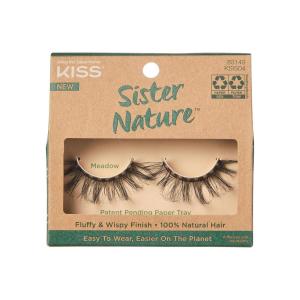 KISS Sister Nature False Eyelashes, ‘Sage’, 12 mm, 100% Natural Hair, Recyclable Paper Box, Printed with Soy Ink, Cruelty Free, Vegan, Includes 1 Pair of Reusable Strip Lashes(Meadow)