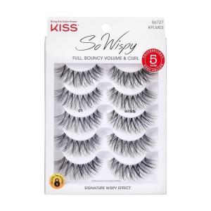 KISS So Wispy Curated Collection of Bestselling False Eyelash Styles Multipack, Volume & Curl, Lash Extensions Look, Signature Wispy Effect, Cruelty Free, Reusable, Contact Lens Friendly, 5-Pair(Multi Pack #1)