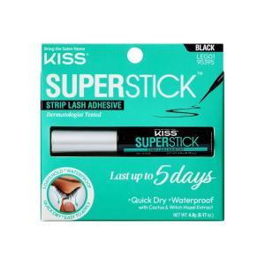 KISS Super Stick 5-Day Extended Wear Strip Lash Adhesive, Quick Drying Lash Glue, Witch Hazel & Cactus Extract Infused, Brush Applicator, Net Wt. 4.8g (0.17 oz.), Clear(Black)