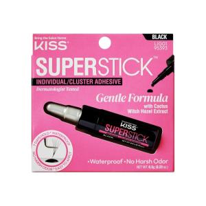 KISS Super Stick Individual Lash Cluster Adhesive, Gentle Formula, 7 Day Hold, Cactus & Witch Hazel Extract, Dermatologist Tested, Waterproof Lash Glue, No Harsh Odor, Net Wt. 6.5g (0.23 oz.), Black(Black)