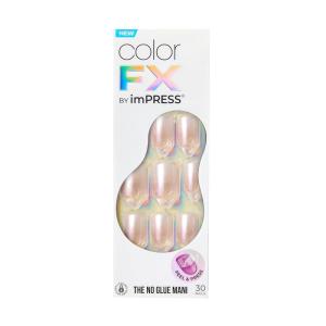 KISS colorFX by imPRESS Press On Nails, ‘Connection’, Solid White, Short Squoval, IMPROVED adhesive, Up to 10-Day Hold, Nail Kit Includes 30 Fake Nails, Prep Pad, Manicure Stick, Mini Nail File