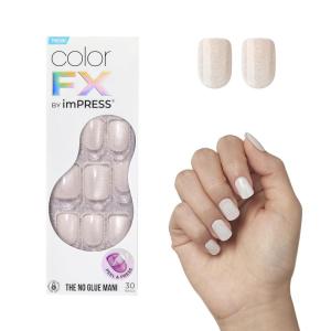 KISS colorFX by imPRESS Press On Nails, ‘Rebel’, Solid White, Short Squoval, IMPROVED adhesive, Up to 10-Day Hold, Nail Kit Includes 30 Fake Nails, Prep Pad, Manicure Stick, Mini Nail File(33 Count (Pack of 1))