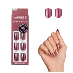 KISS imPRESS Color Press-On Manicure, Gel Nail Kit, PureFit Technology, Short Length, “Peanut Pink”, Polish-Free Solid Color Mani, Includes Prep Pad, Mini File, Cuticle Stick, and 30 Fake Nails