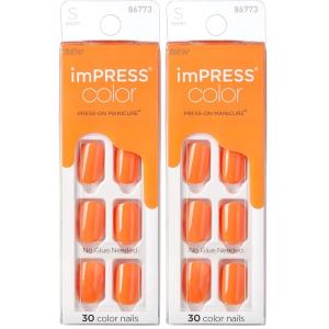 KISS imPRESS Color Press-On Manicure, Gel Nail Kit, PureFit Technology, Short Length, “Taupe Prize”, Polish-Free Solid Color Mani, Includes Prep Pad, Mini File, Cuticle Stick, and 30 Fake Nails(33 Piece Set (Pack of 2))