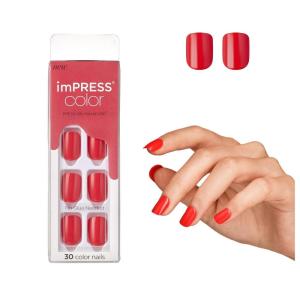 KISS imPRESS Color Press-On Manicure, Gel Nail Kit, PureFit Technology, Short Length, “Taupe Prize”, Polish-Free Solid Color Mani, Includes Prep Pad, Mini File, Cuticle Stick, and 30 Fake Nails(34 Piece Set)