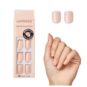 KISS imPRESS Color Press-On Nails Polish-Free Manicure Set, ‘Frosting’, 30 Chip-Proof, Smudge-Proof Fake Nails(Peevish Pink)