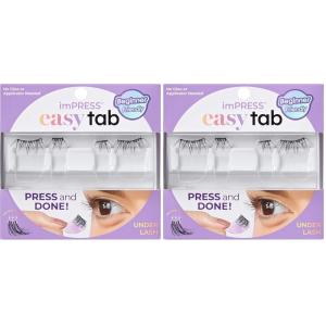 KISS imPRESS Falsies Easy Tab Press On Self Adhesive Eyelashes, Black, ‘Classy Natural’, 1 Pair of 6mm-7mm Inner Natural Volume Eyelash Clusters & 1 Pair of 6mm-10mm Outer Half-Lashes with Easy Tabs(10mm-12mm (Pack of 2))