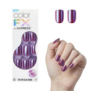 KISS imPRESS No Glue Mani Press On Nails, Color FX, ‘After Hours’, Medium Green, Short Size, Squoval Shape, Includes 30 Nails, Prep Pad, Instructions Sheet, 1 Manicure Stick, 1 Mini File(Infinity)