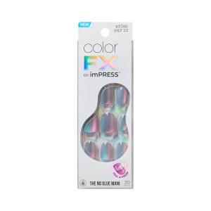 KISS imPRESS No Glue Mani Press On Nails, Color FX, ‘Fly Up’, Silver, Short Size, Oval Shape, Includes 30 Nails, Prep Pad, Instructions Sheet, 1 Manicure Stick, 1 Mini File(Silver)