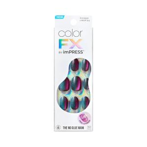 KISS imPRESS No Glue Mani Press On Nails, Color FX, ‘Fly Up’, Silver, Short Size, Oval Shape, Includes 30 Nails, Prep Pad, Instructions Sheet, 1 Manicure Stick, 1 Mini File(Black)